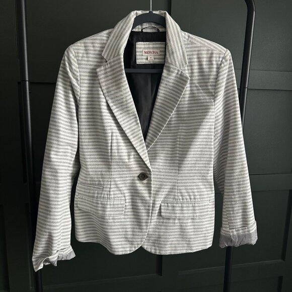 Traditional Stripe One Button Blazer - Picture 1 of 5